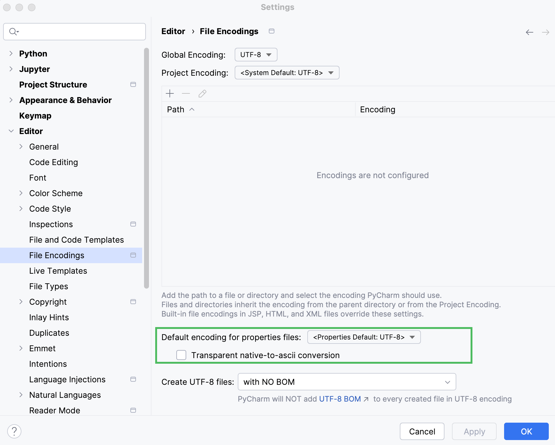 The default properties file encoding setting The default properties file encoding setting