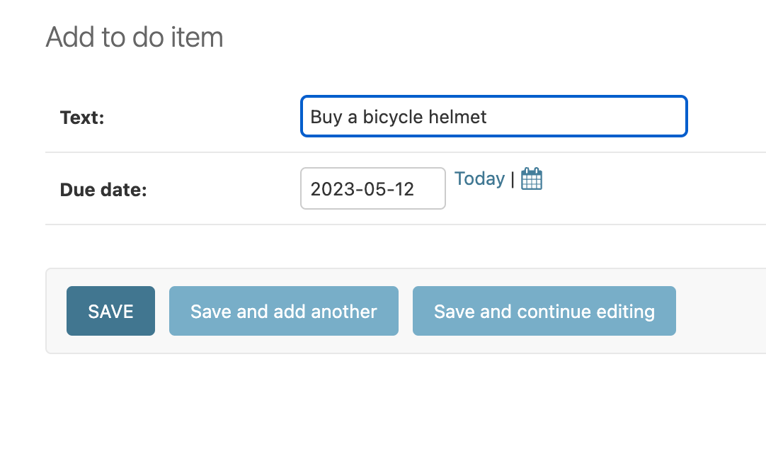Adding a to-do in Django admin site Adding a to-do in Django admin site