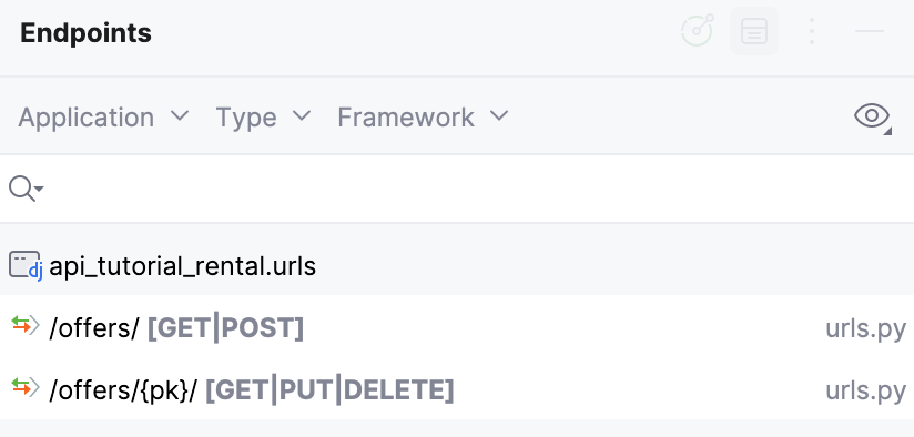 Endpoints tool window Endpoints tool window