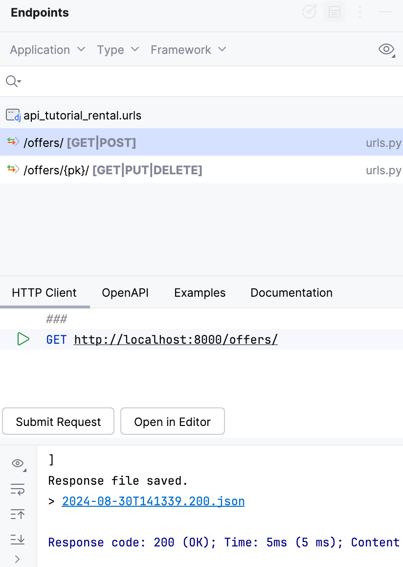 HTTP Client tab HTTP Client tab