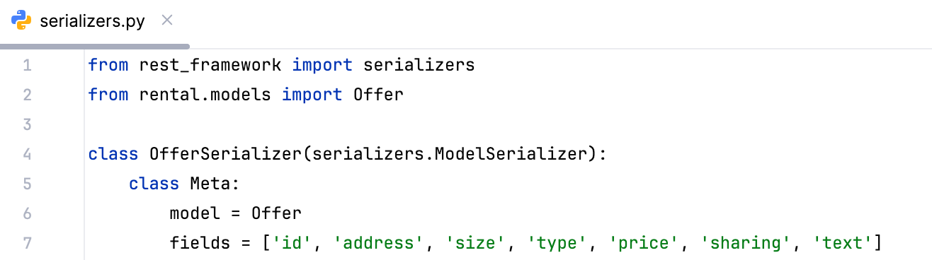 Add code to 'serializers.py' Add code to 'serializers.py'