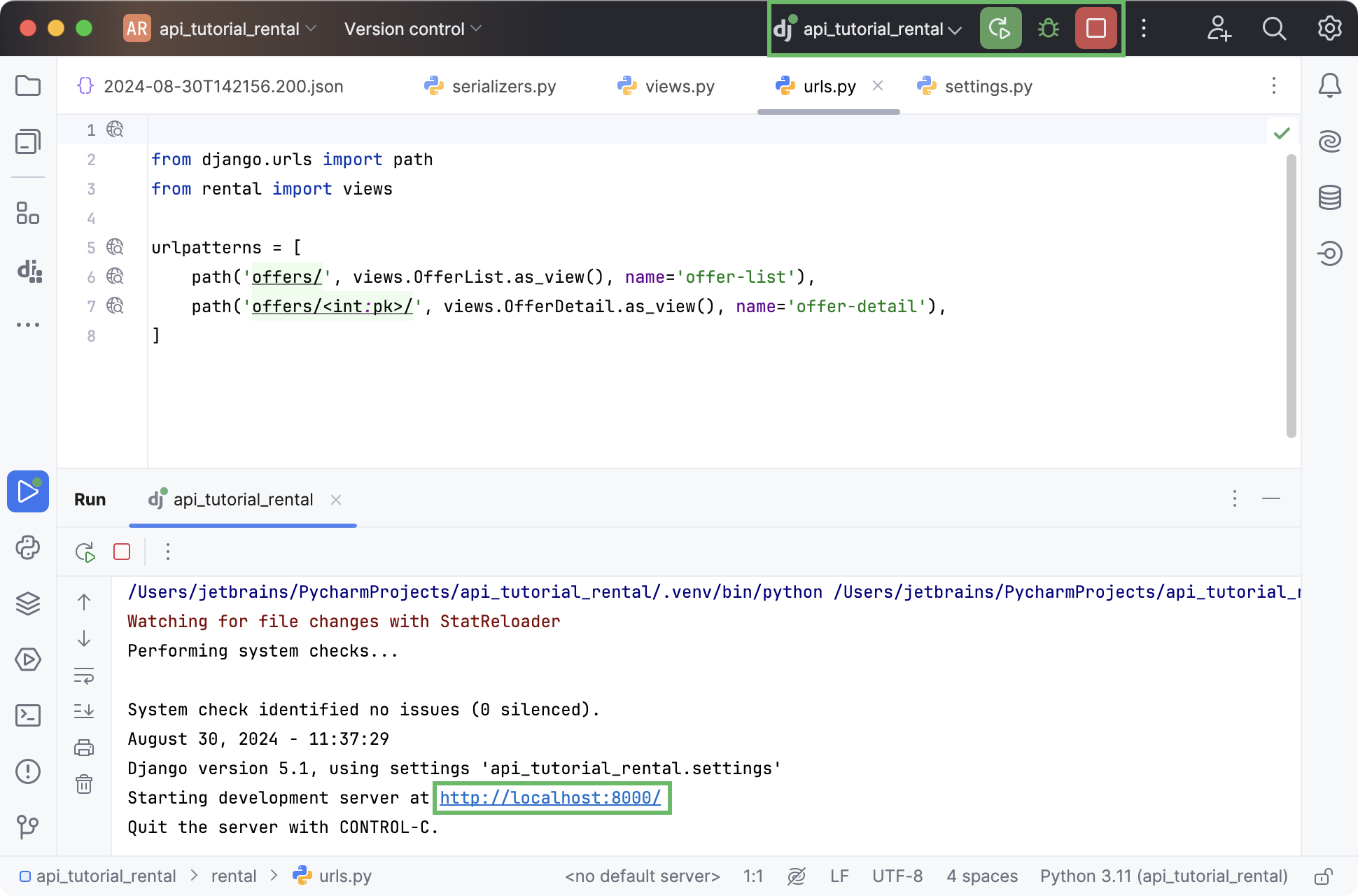 Run tool window Run tool window