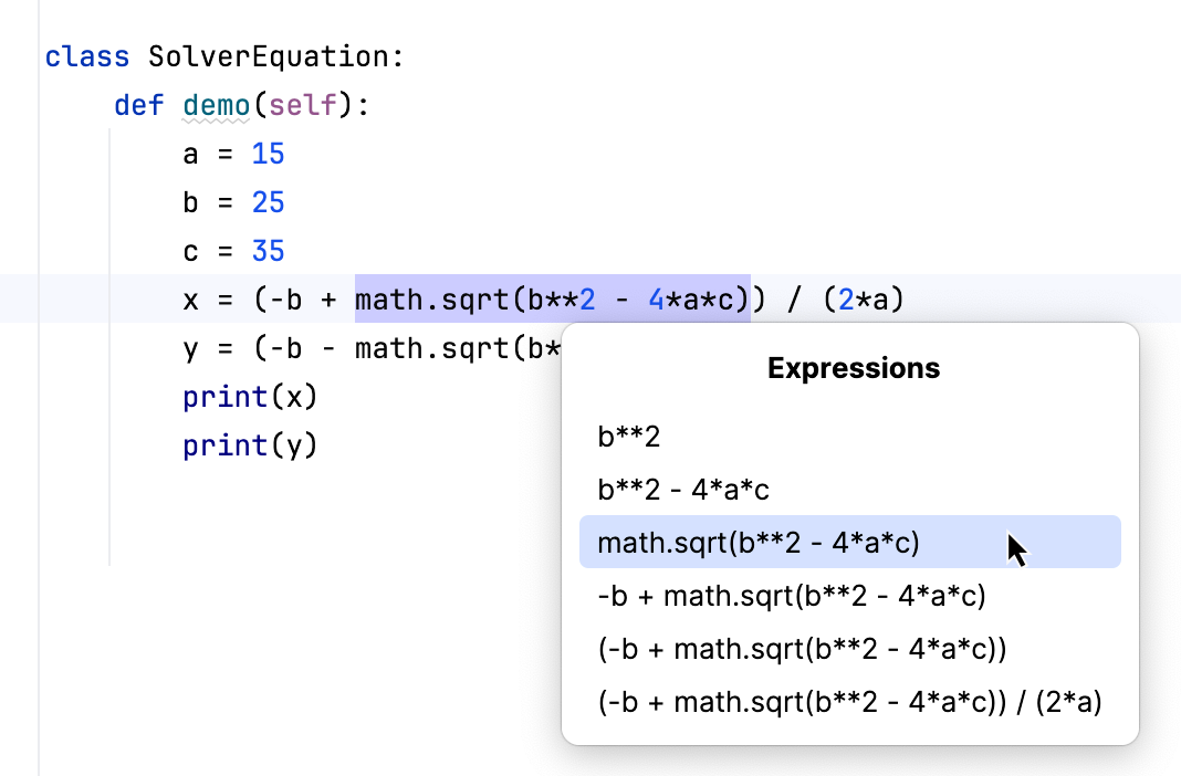 Select an expression