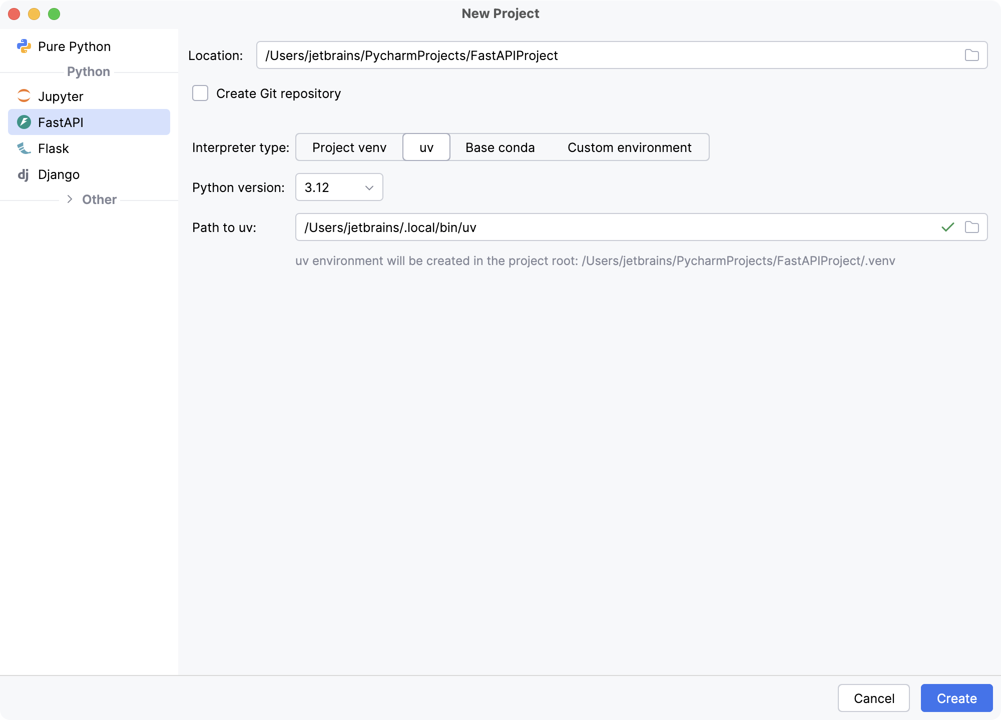 Create a FastAPI project Create a FastAPI project