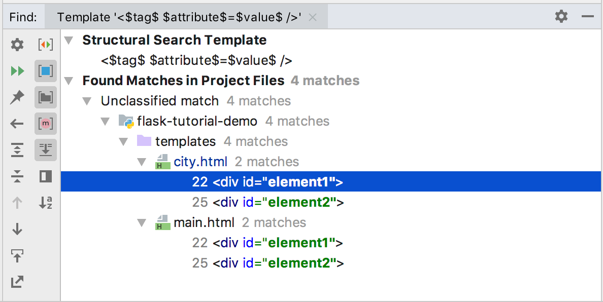 Find tool window results Find tool window results