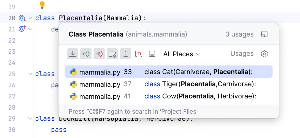 显示用法结果窗口