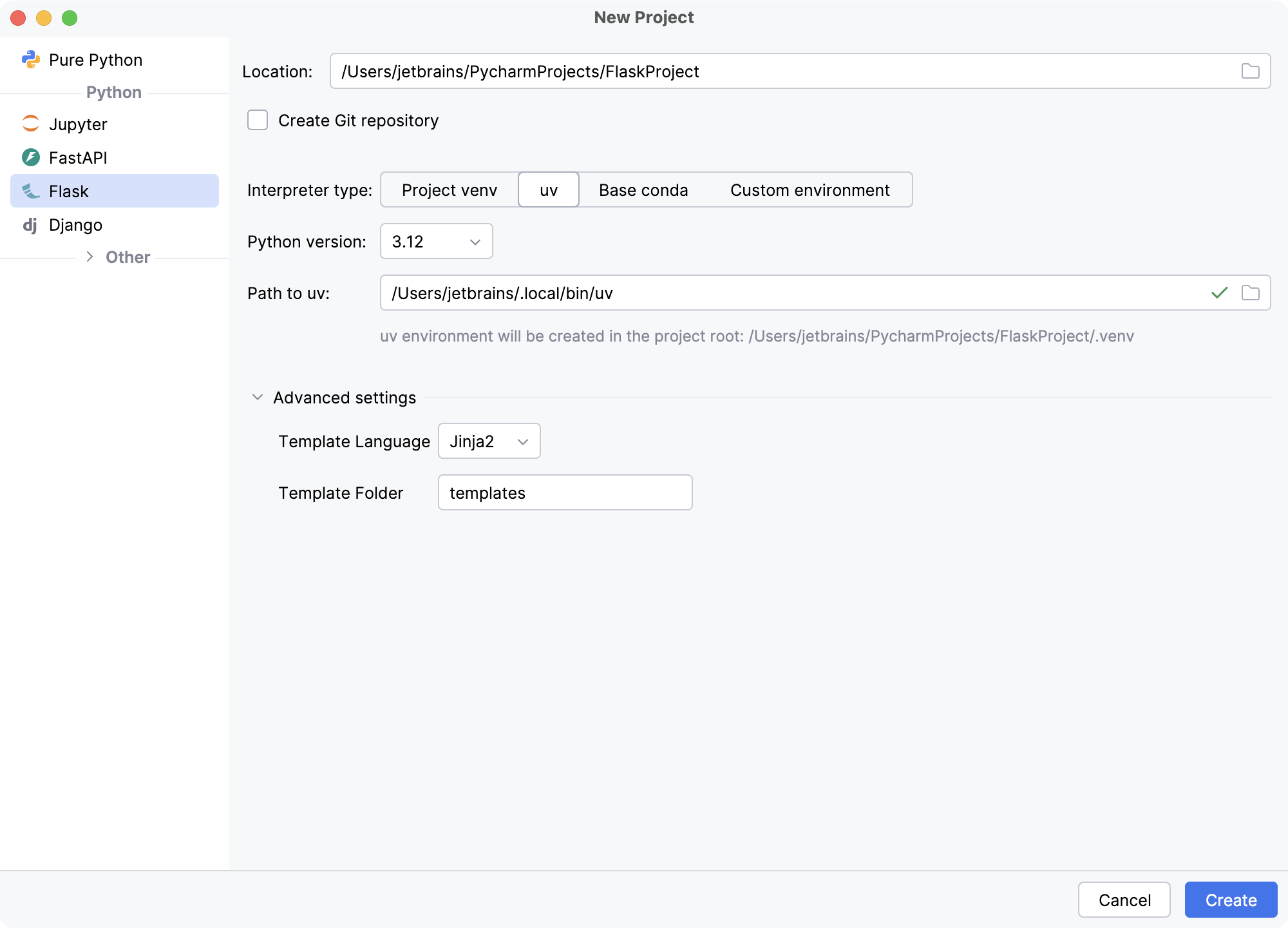 Create a Flask project Create a Flask project