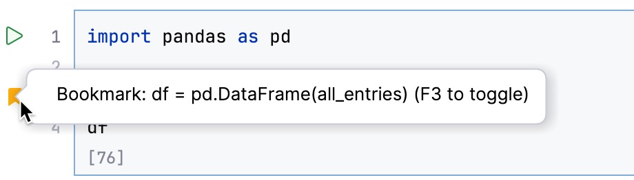 Different types of bookmarks in the gutter