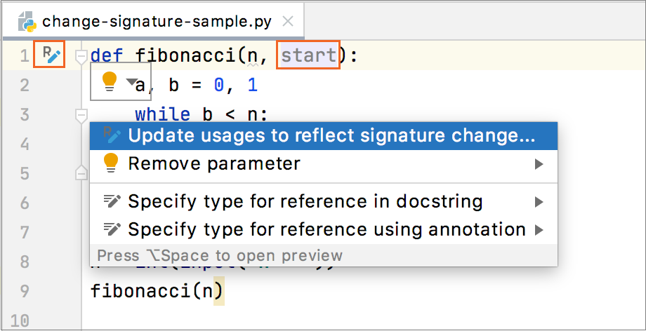 In-place change signature refactoring In-place change signature refactoring
