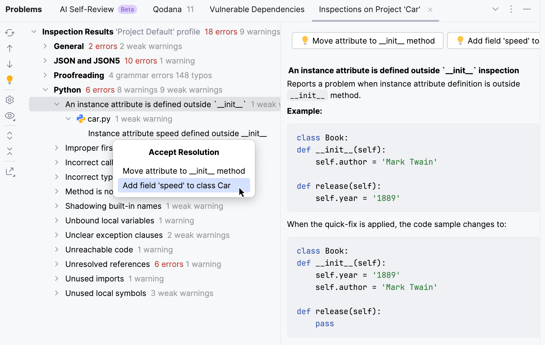 Problems tool window Problems tool window