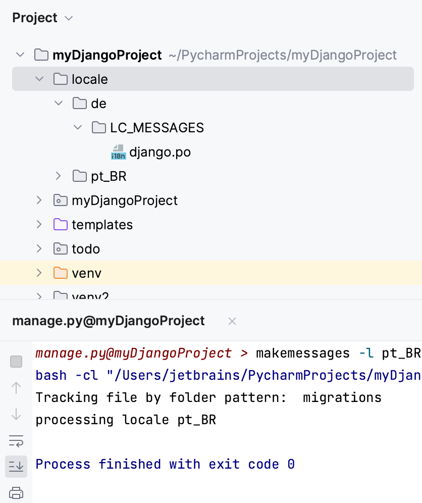 使用 manage.py 创建语言环境