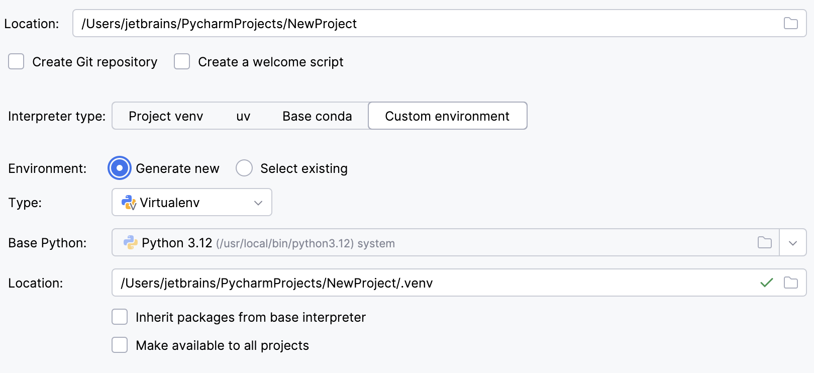 Create a project with virtualenv Create a project with virtualenv