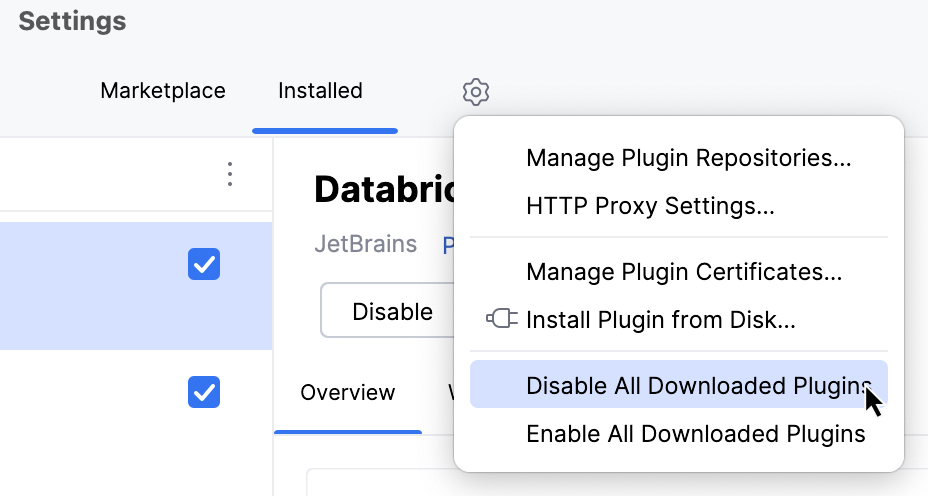 Disable all downloaded plugins Disable all downloaded plugins