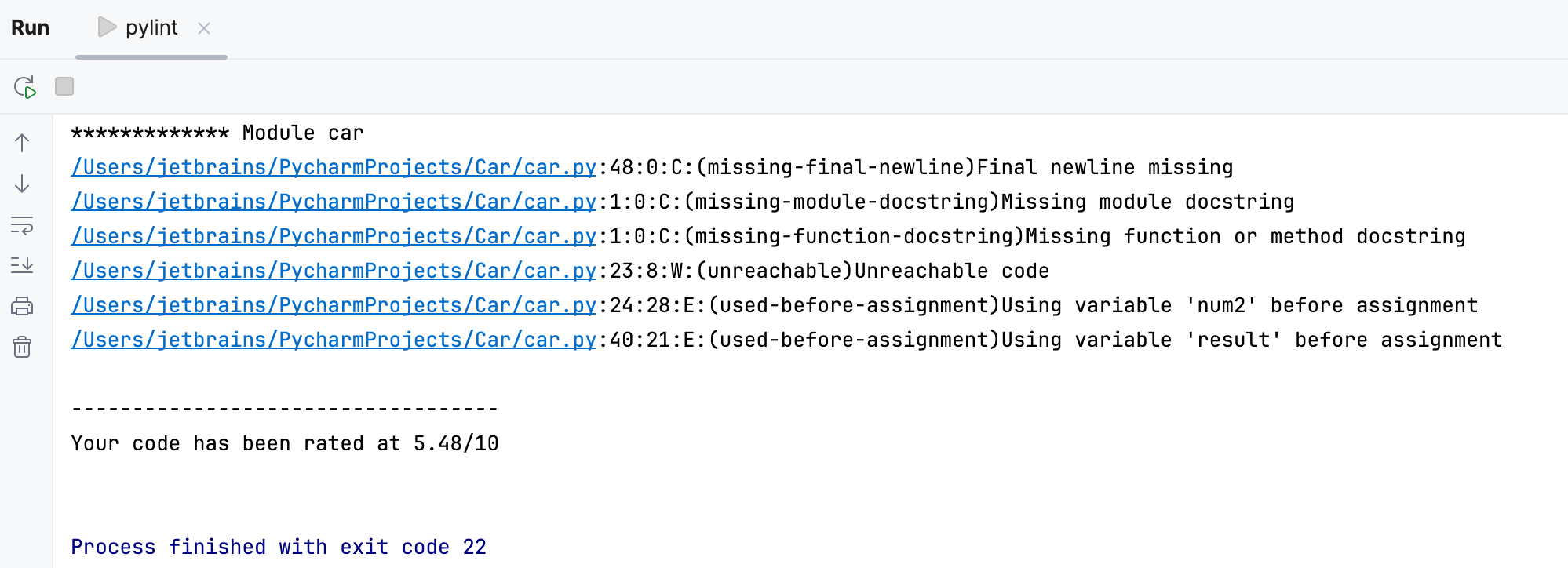 使用 pylint 进行代码检查
