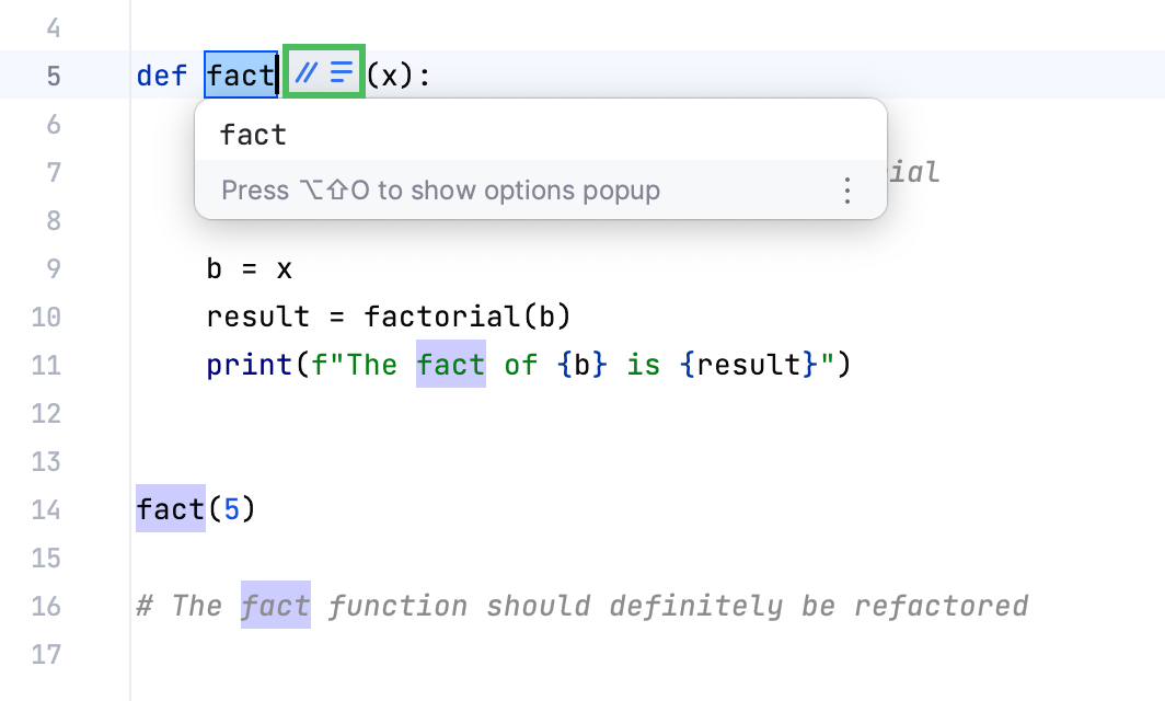 Inline icons of renaming options Inline icons of renaming options
