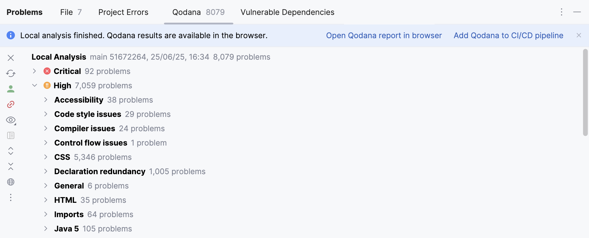 IntelliJ IDEA: Qodana inspection results in the Problems window IntelliJ IDEA: Qodana inspection results in the Problems window