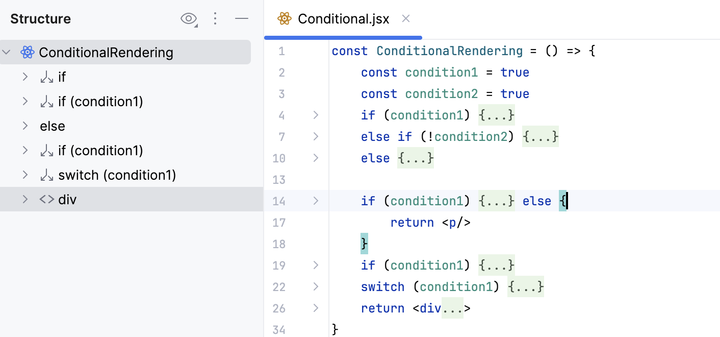 Structure view - conditional nodes Structure view - conditional nodes