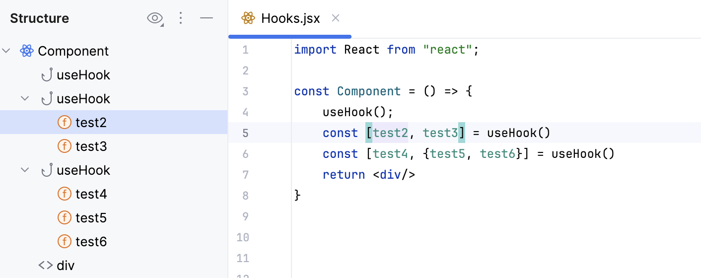 Structure view - hook nodes Structure view - hook nodes