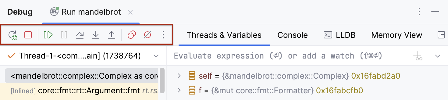 调试器工具栏 调试器工具栏