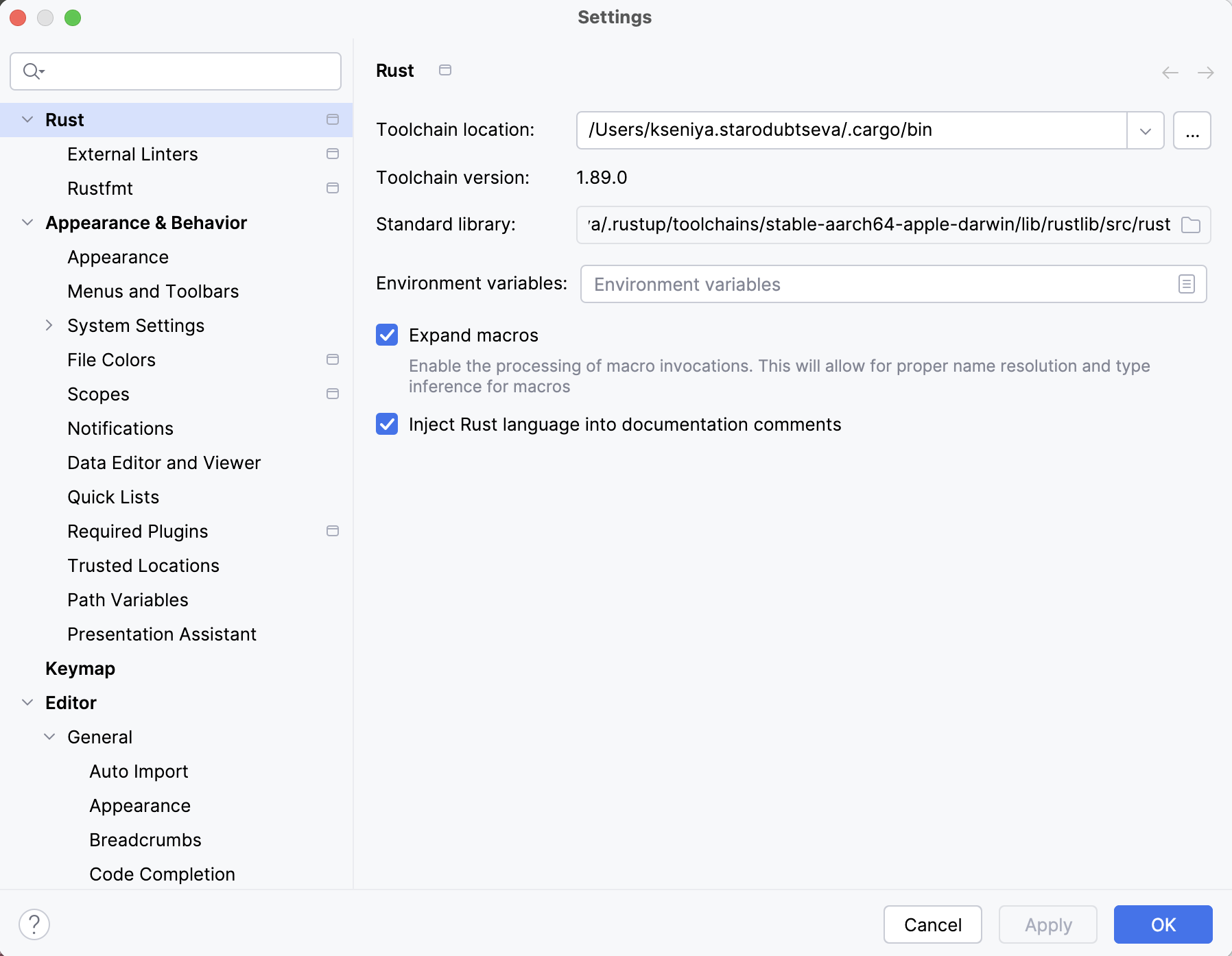 在“设置”对话框中标记的全局设置