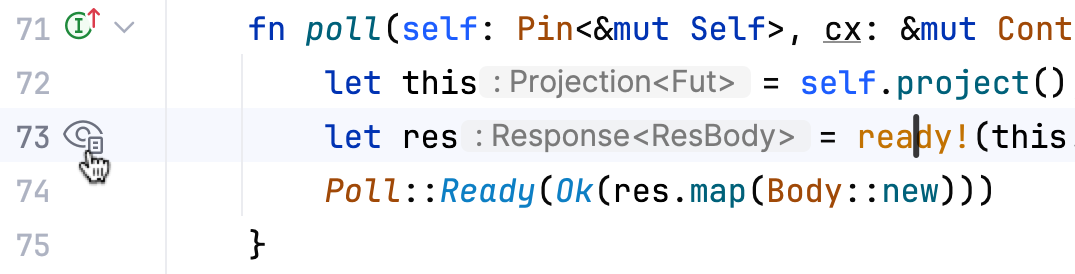 Viewing the recursive macro expansion via the gutter button