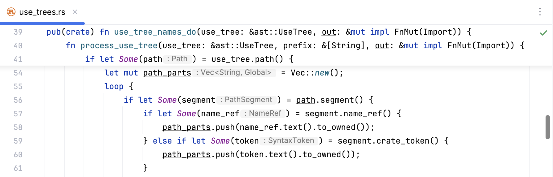 RustRover：编辑器中的粘性行