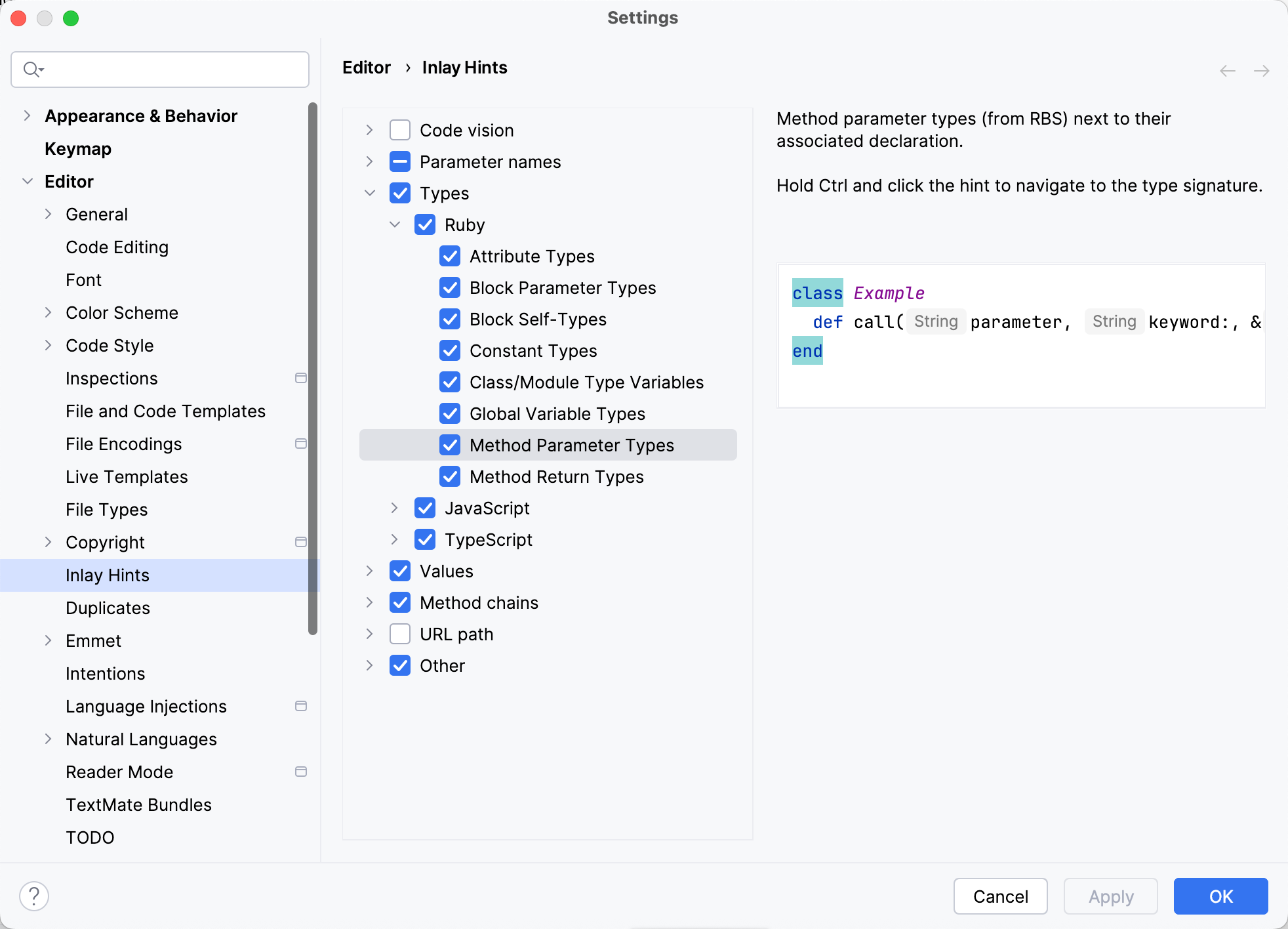 Configure inlay hints