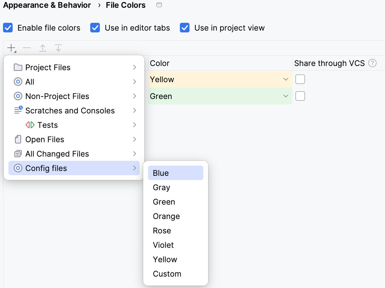 Selecting a color for a custom scope