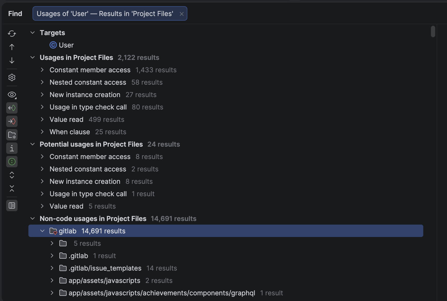 New Find Usages result view New Find Usages result view