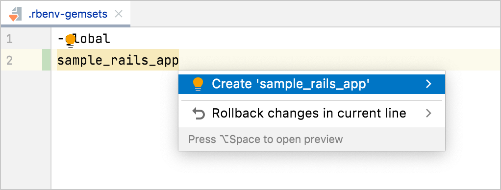 创建 gemset 快速修复