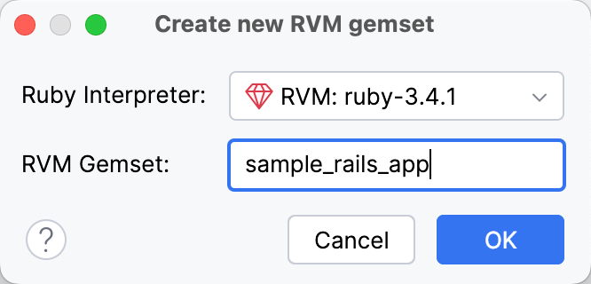 create new rvm gemset dialog
