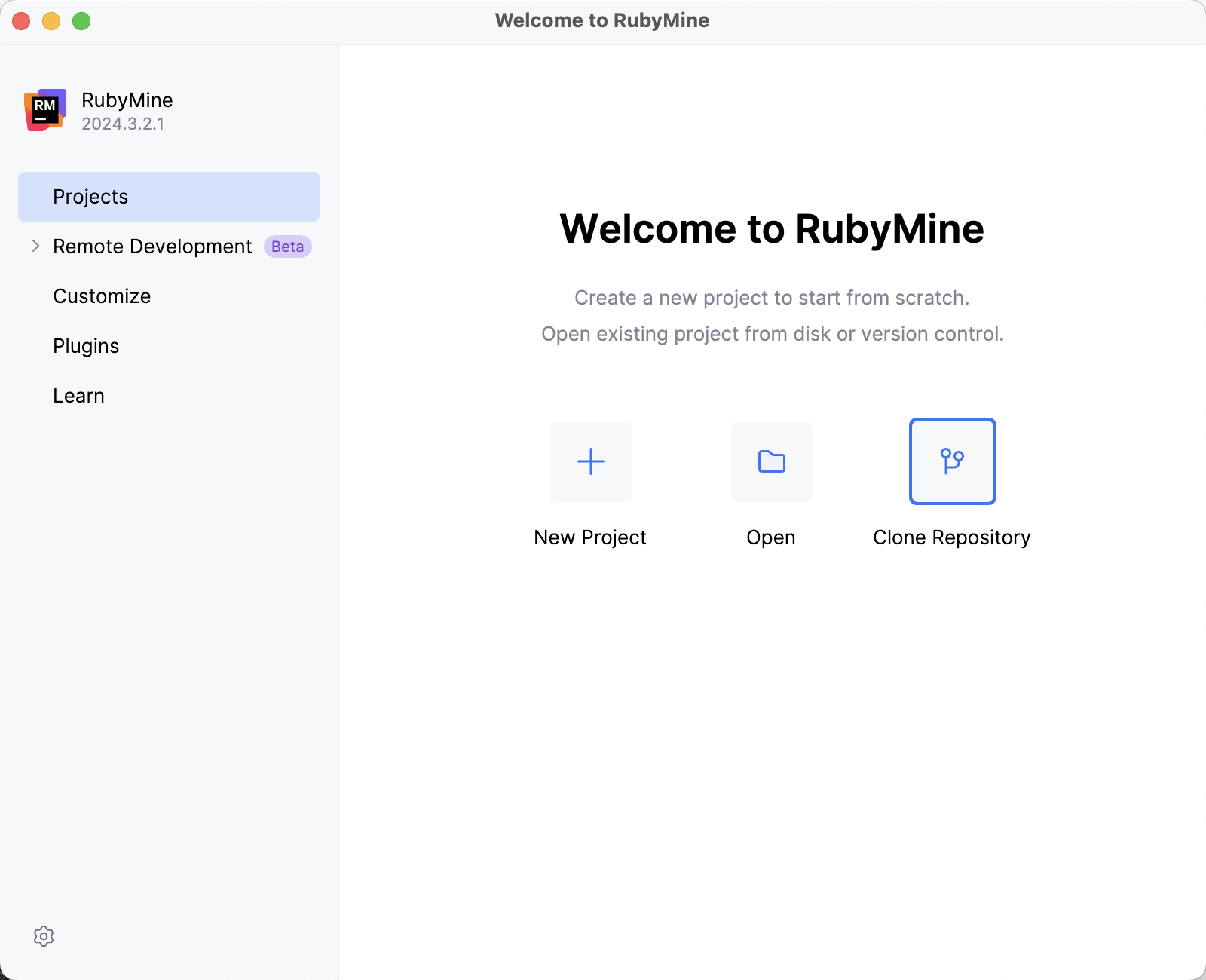 Welcome Screen / Clone Repository