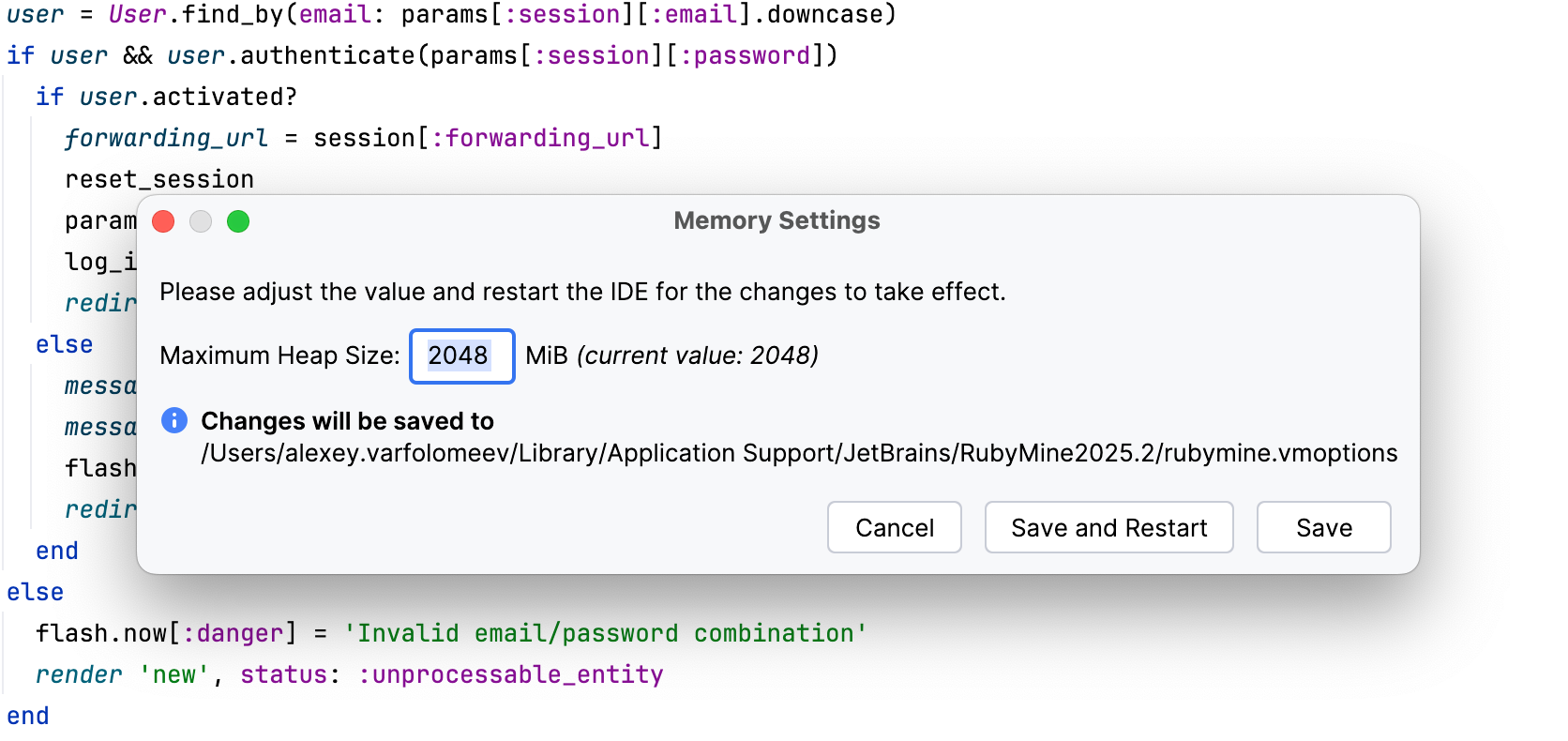 Increasing heap in the Change Memory Settings dialog Increasing heap in the Change Memory Settings dialog
