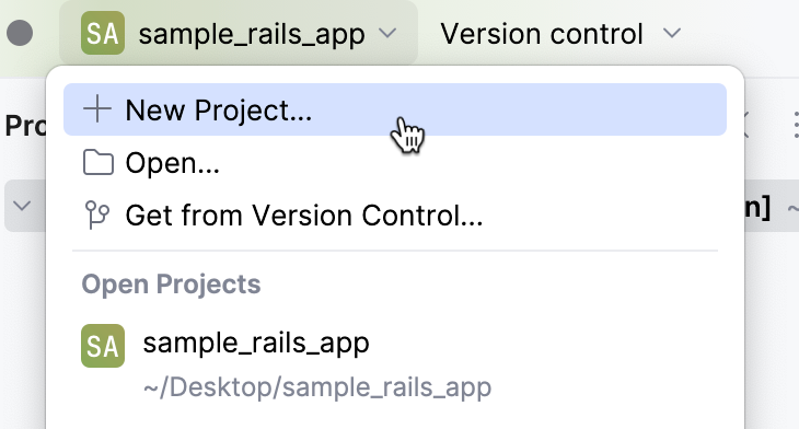 Create a new project using the Project widget Create a new project using the Project widget