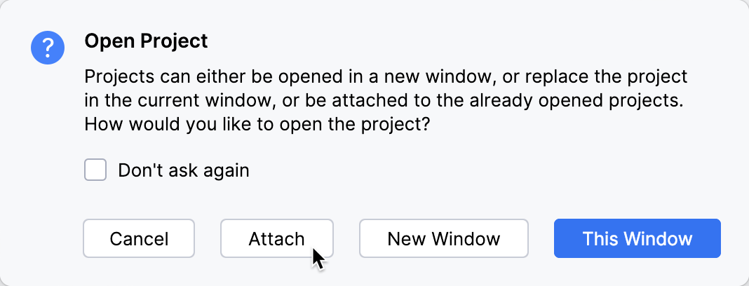 the Open project dialog the Open project dialog