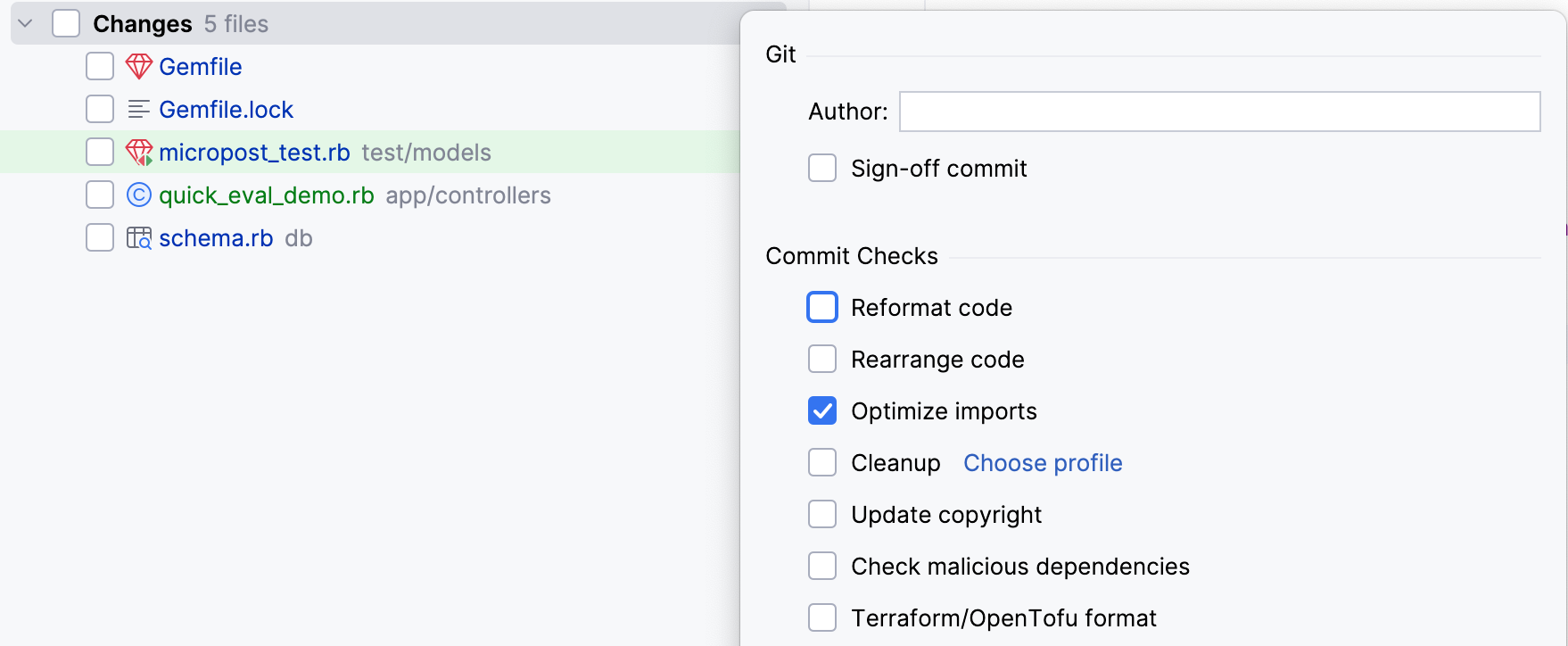 Optimize imports before commit