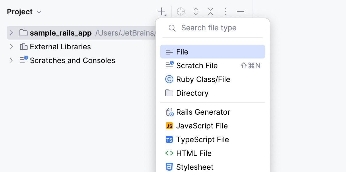 Add files from Project tool window toolbar Add files from Project tool window toolbar