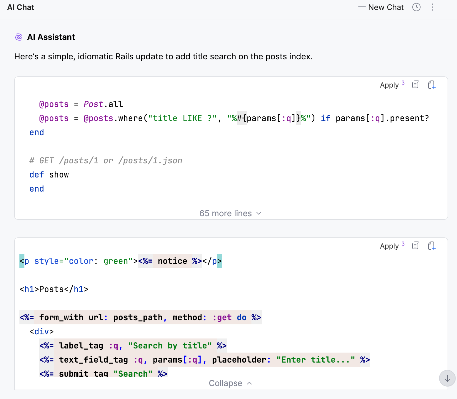 AI Assistant generated code