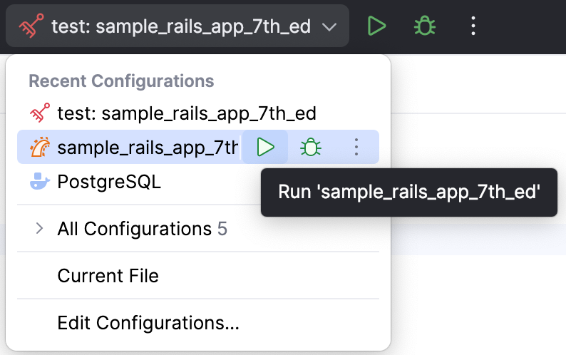Run configuration selector