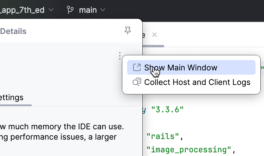 Show main tool window