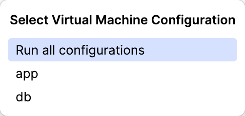 Select virtual machine configuration