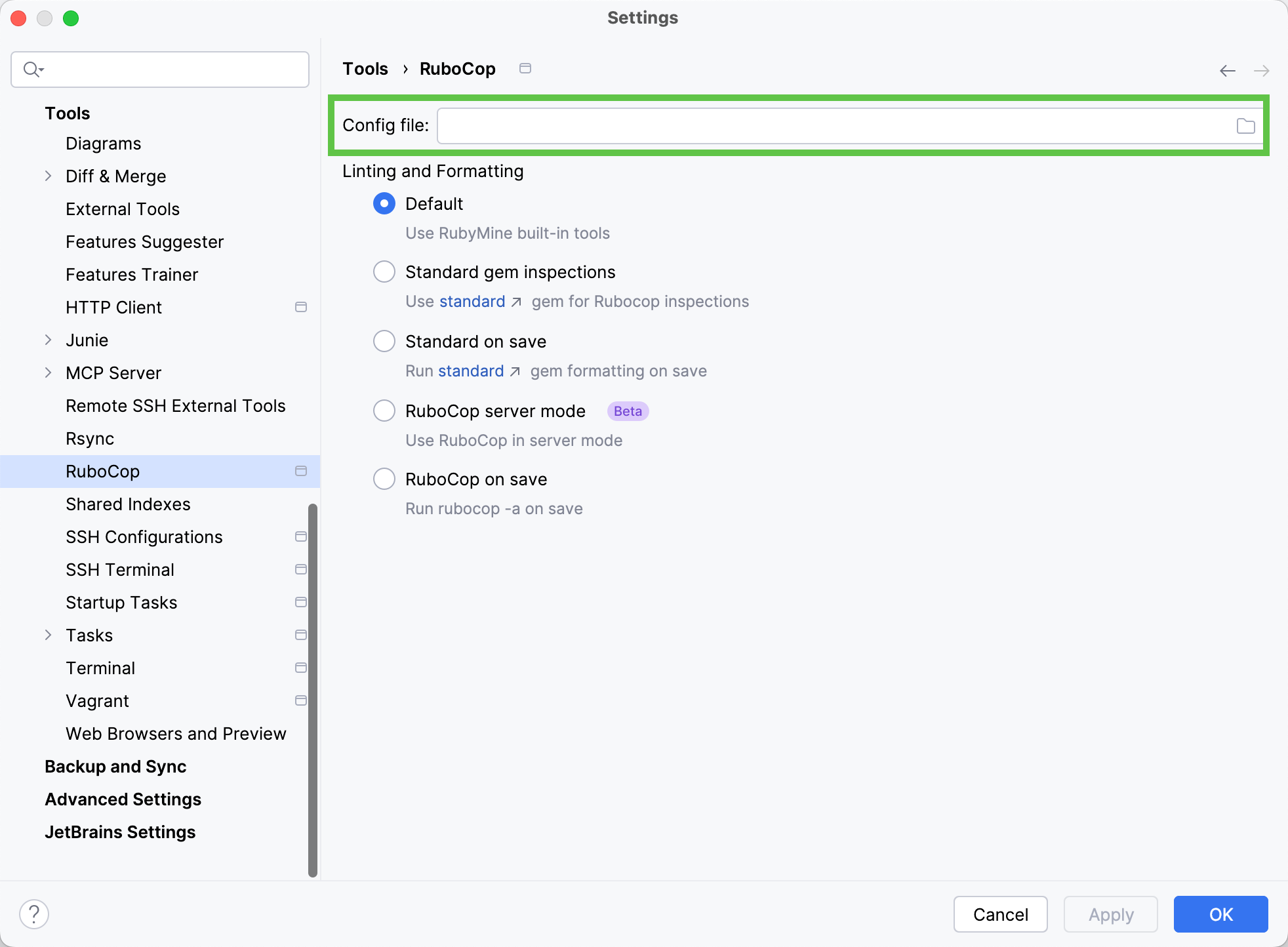 Select configuration file