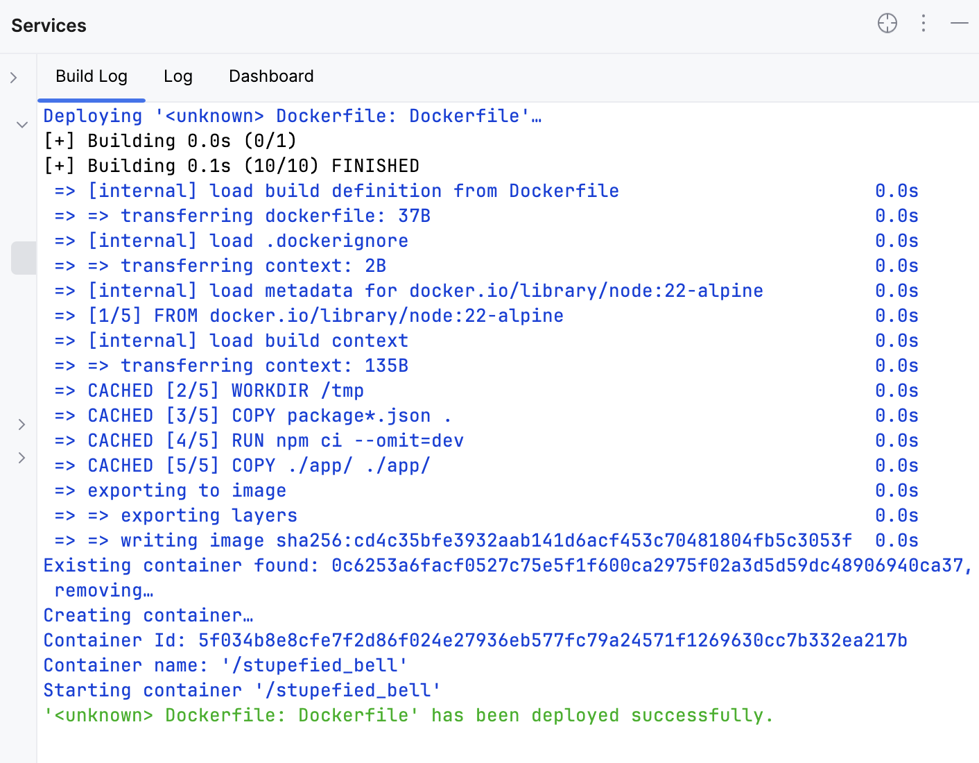 View full log View full log