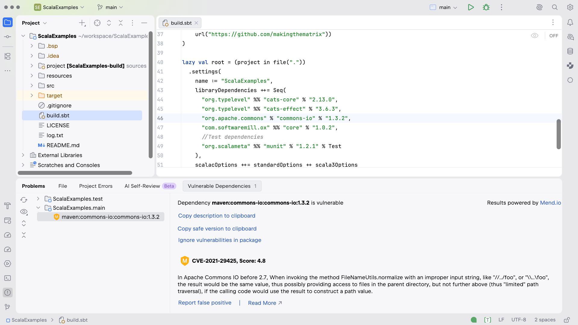 Package Checker vulnerable dependencies view