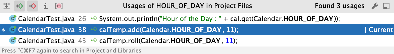 Show Usages results window Show Usages results window