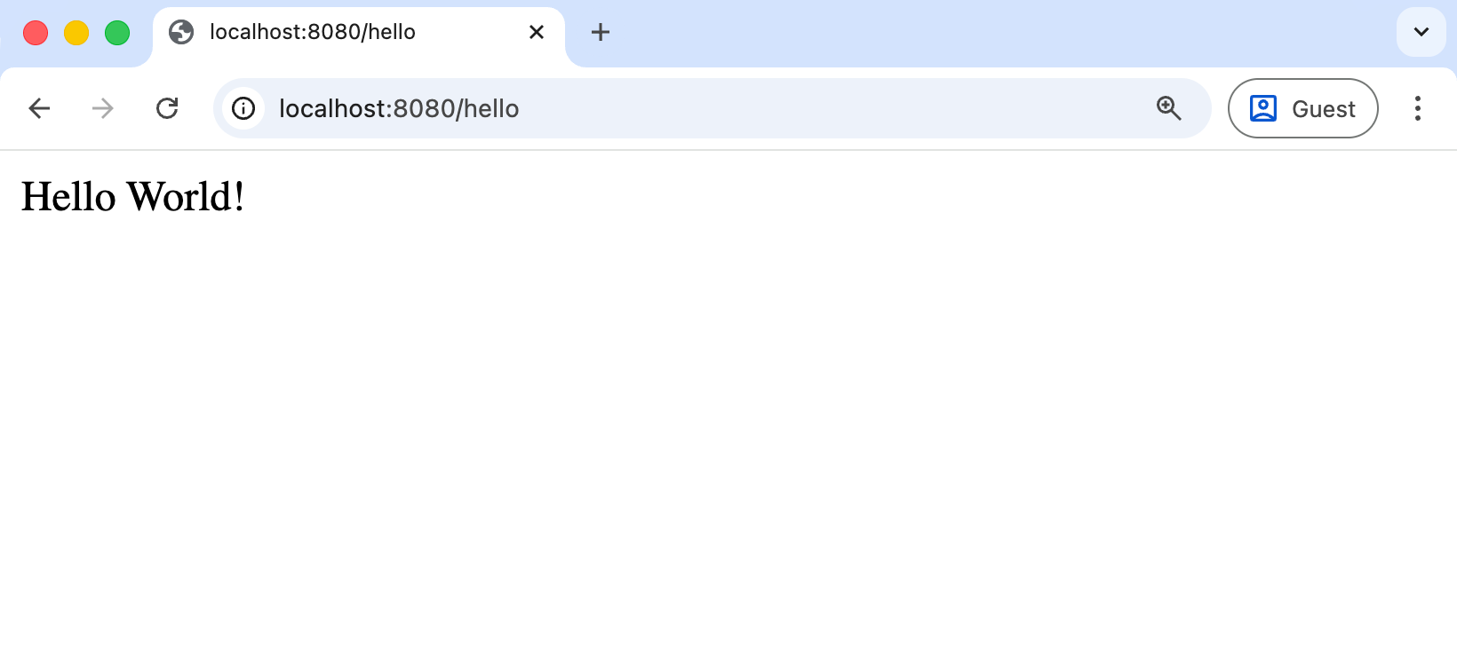 Spring Boot Hello World response in the browser Spring Boot Hello World response in the browser
