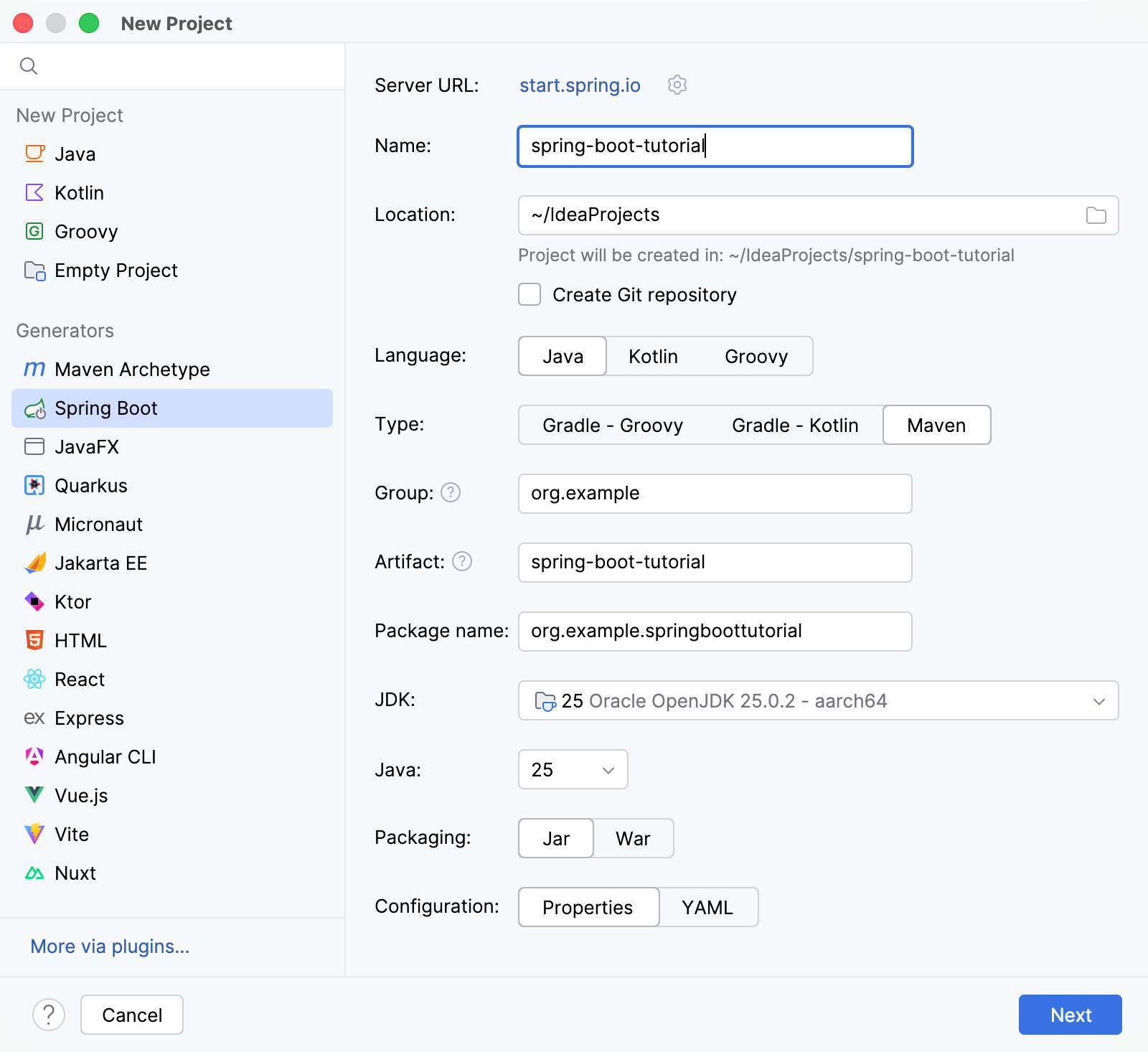 Spring Initializr in the New Project wizard Spring Initializr in the New Project wizard