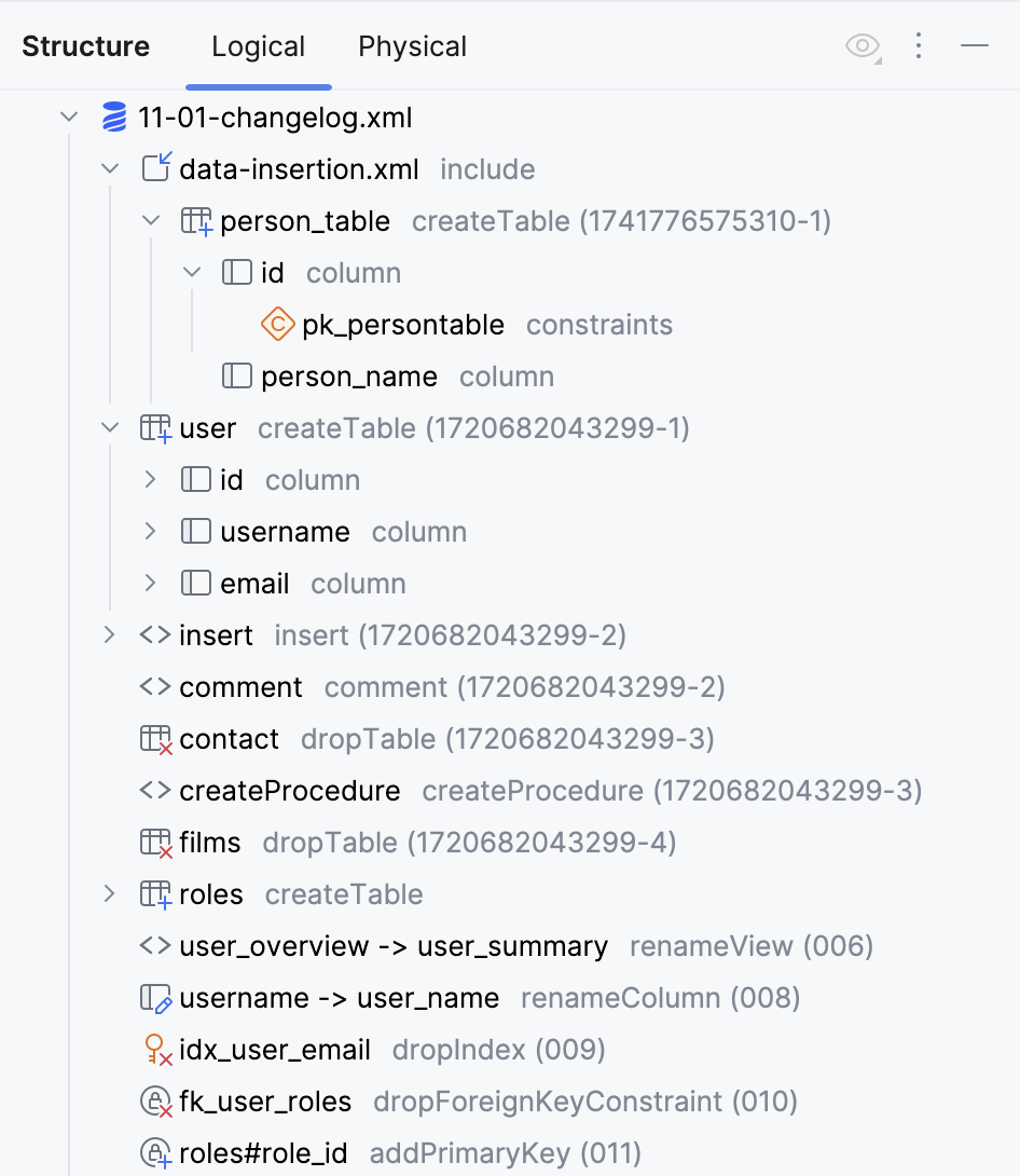 Structure tool window