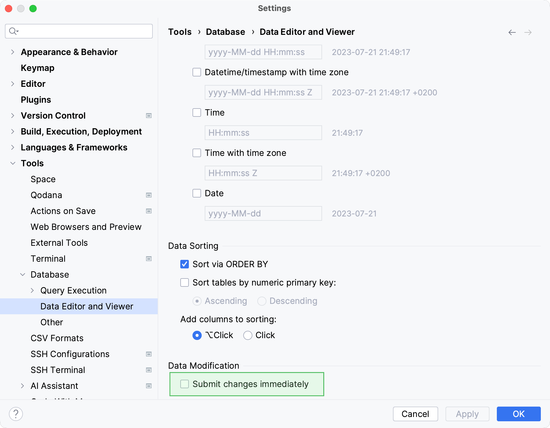 Submit changes immediately Submit changes immediately