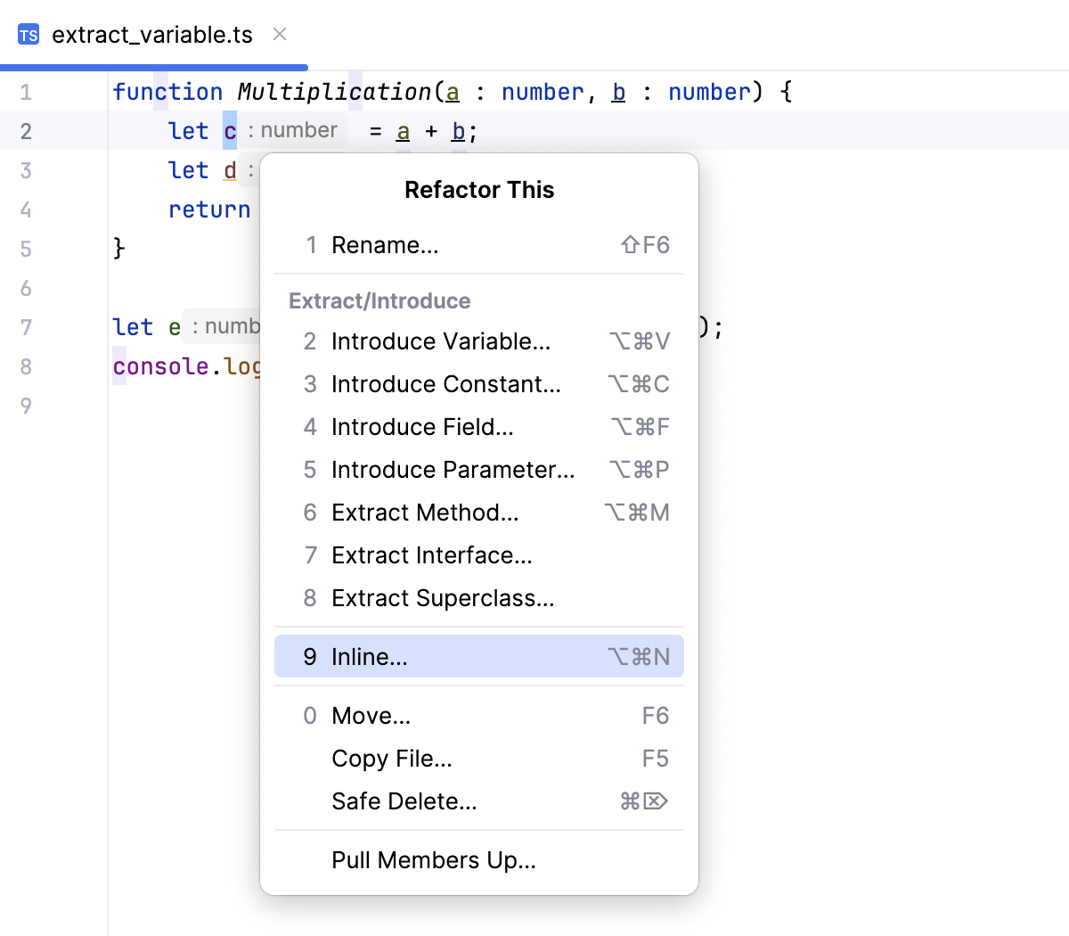 Invoke the Inline Variable refactoring